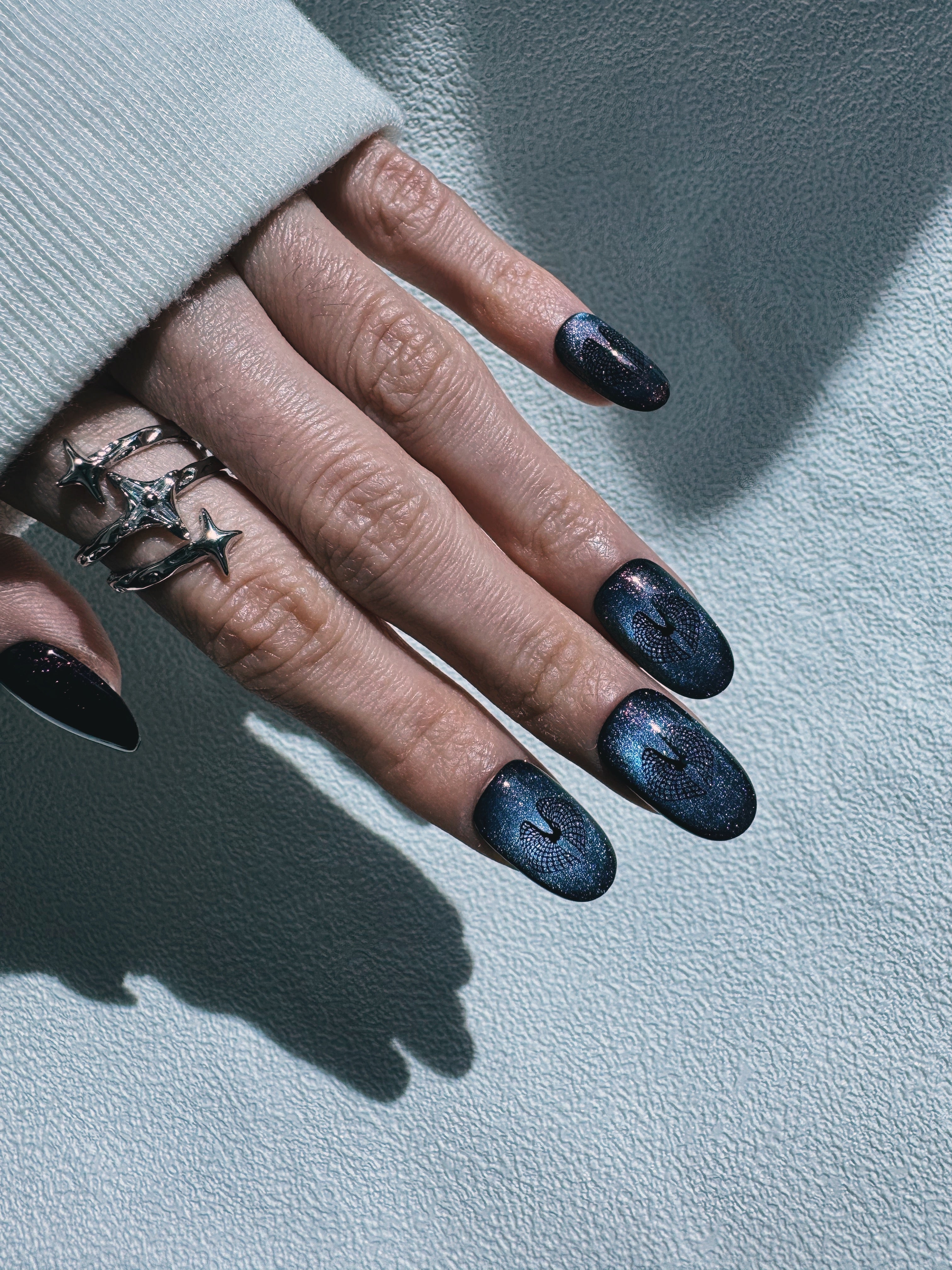 Moonlit Cosmos - MIDNIGHT COMET (PURPLE) Nails | Galaxy Aura Press-Ons
