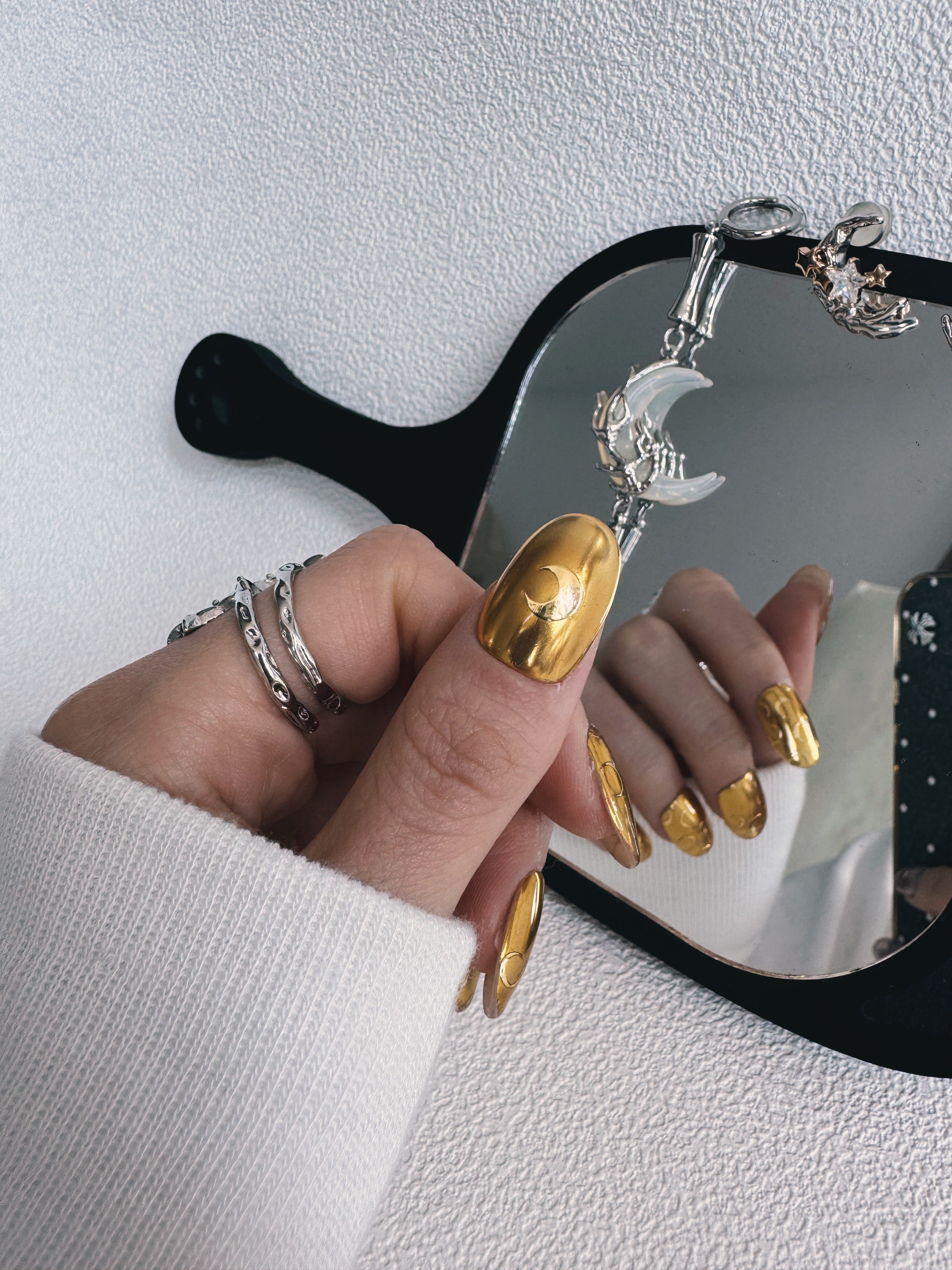 Moonlit Cosmos - GOLDEN ORBIT Nails | Galaxy Aura Press-Ons