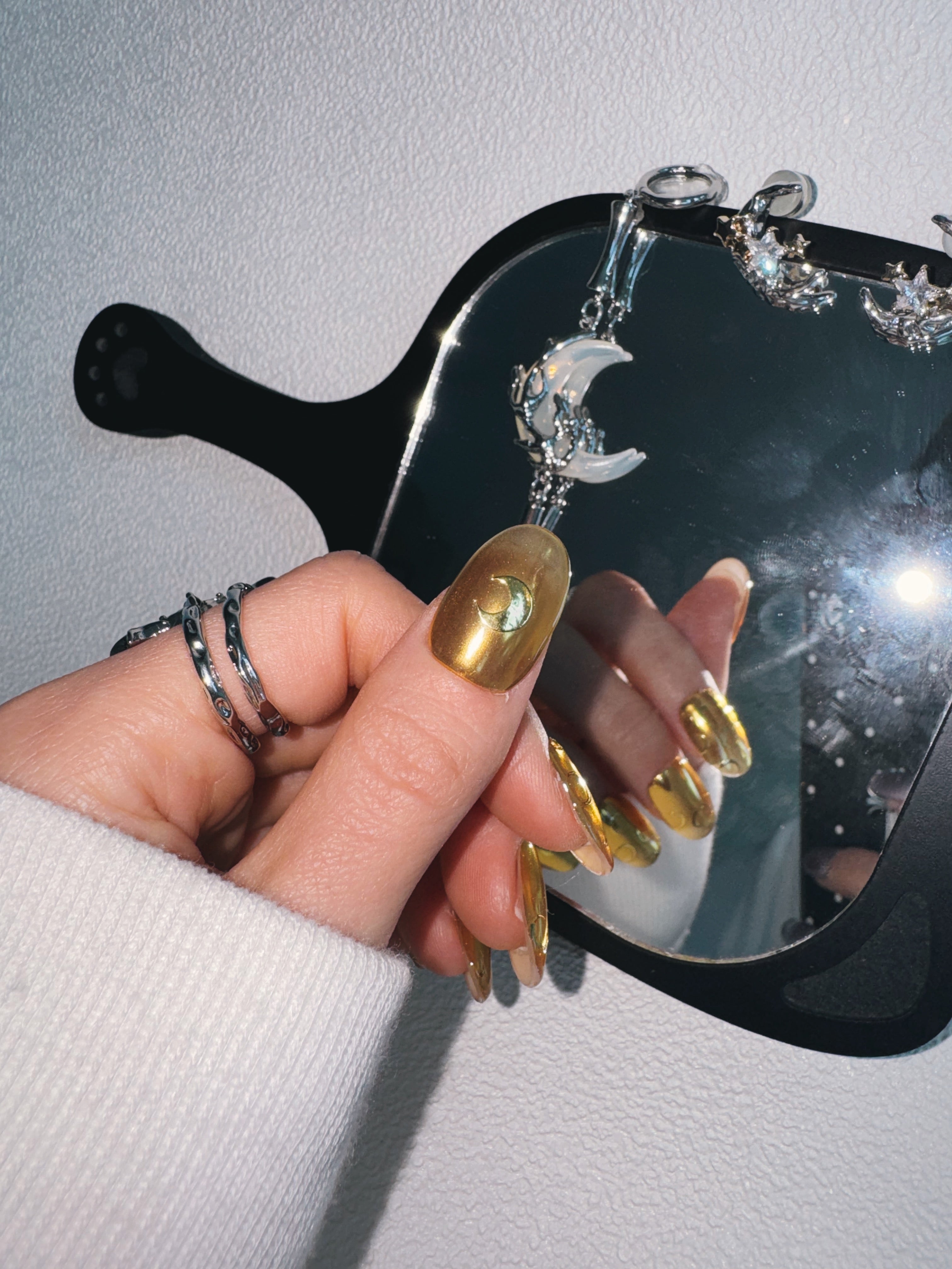 Moonlit Cosmos - GOLDEN ORBIT Nails | Galaxy Aura Press-Ons