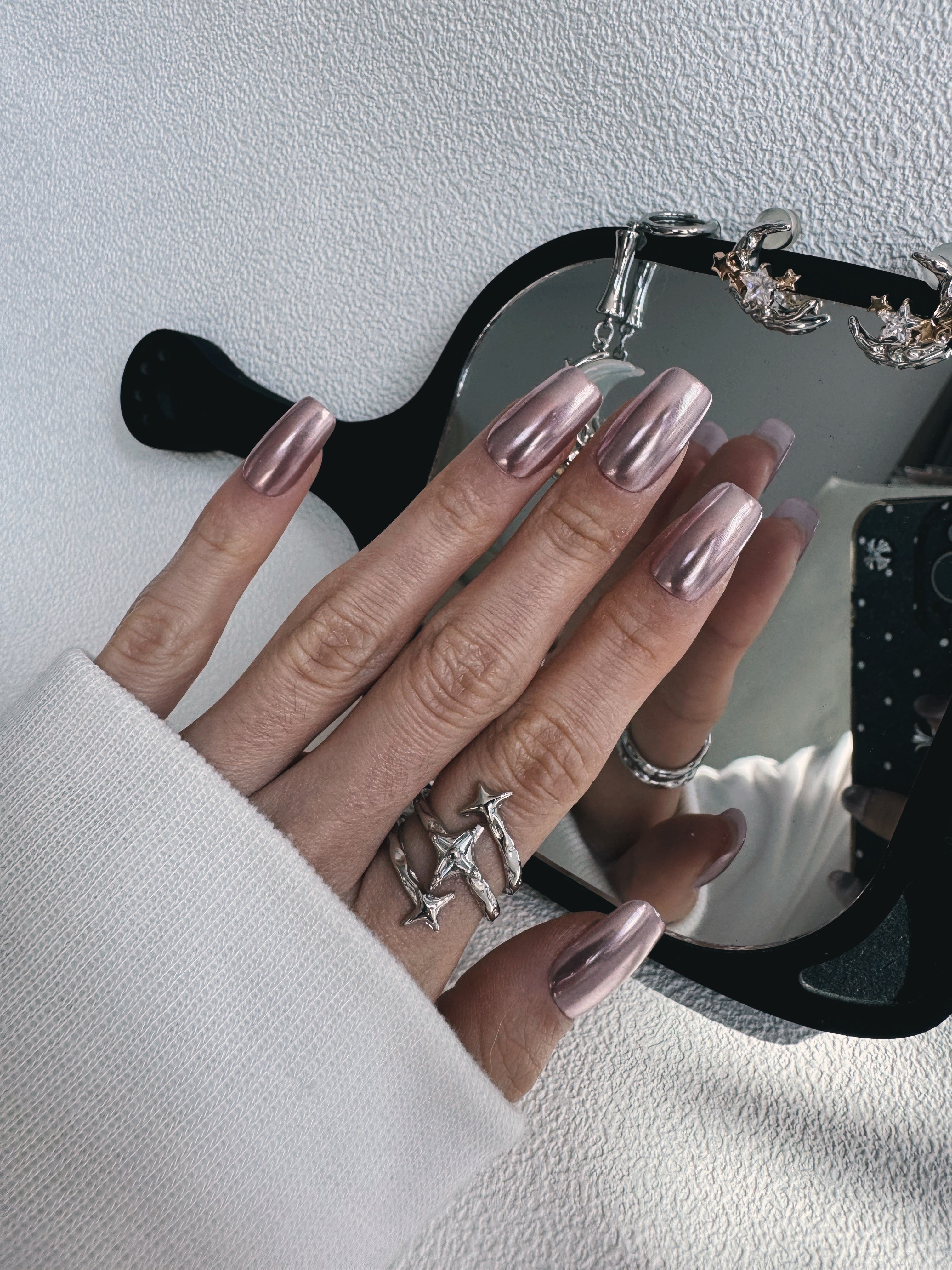 Moonlit Cosmos - ROSE NEBULA Nails | Galaxy Aura Press-Ons