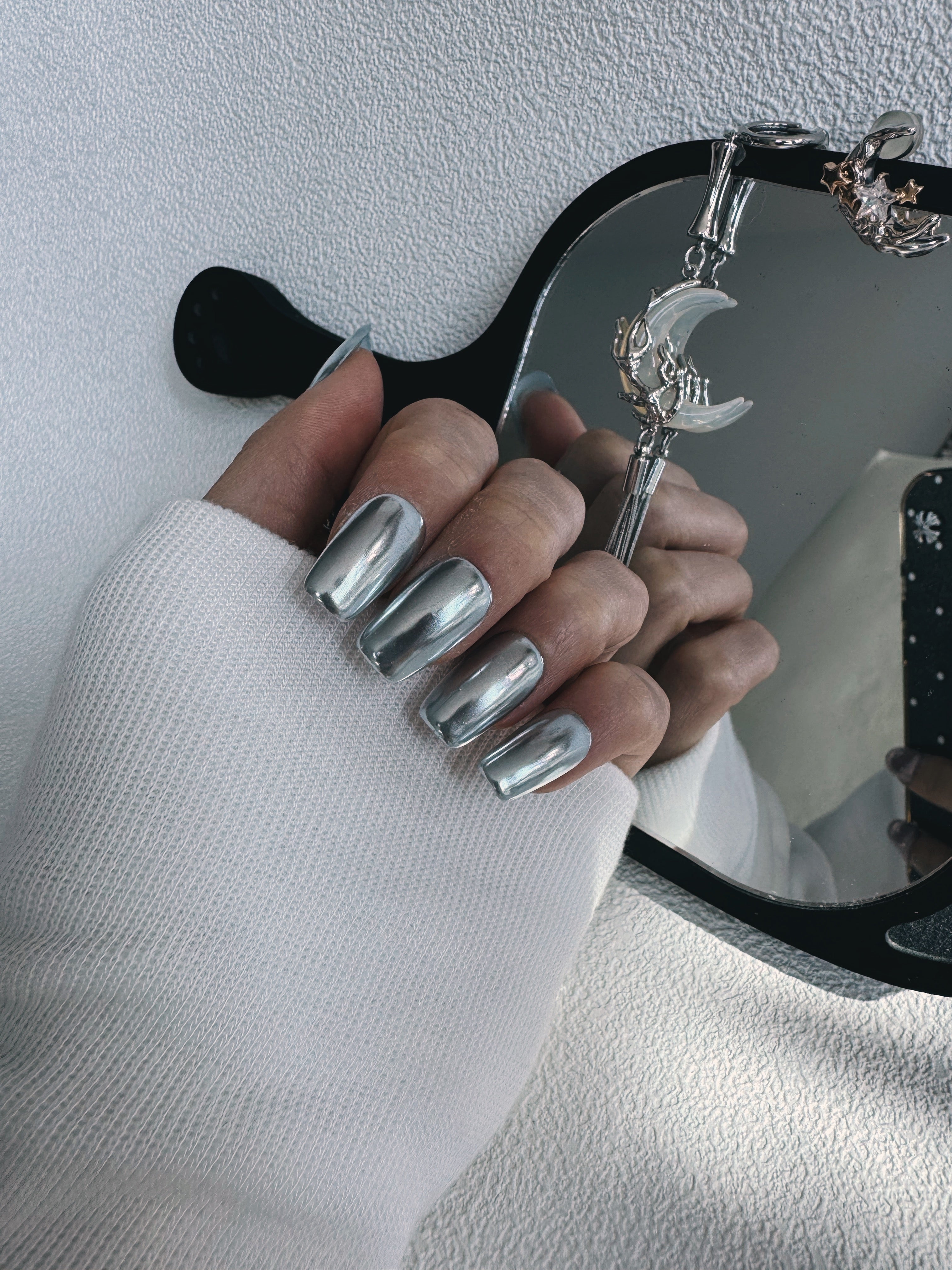 Moonlit Cosmos - MERCURY CHROME Nails | Galaxy Aura Press-Ons