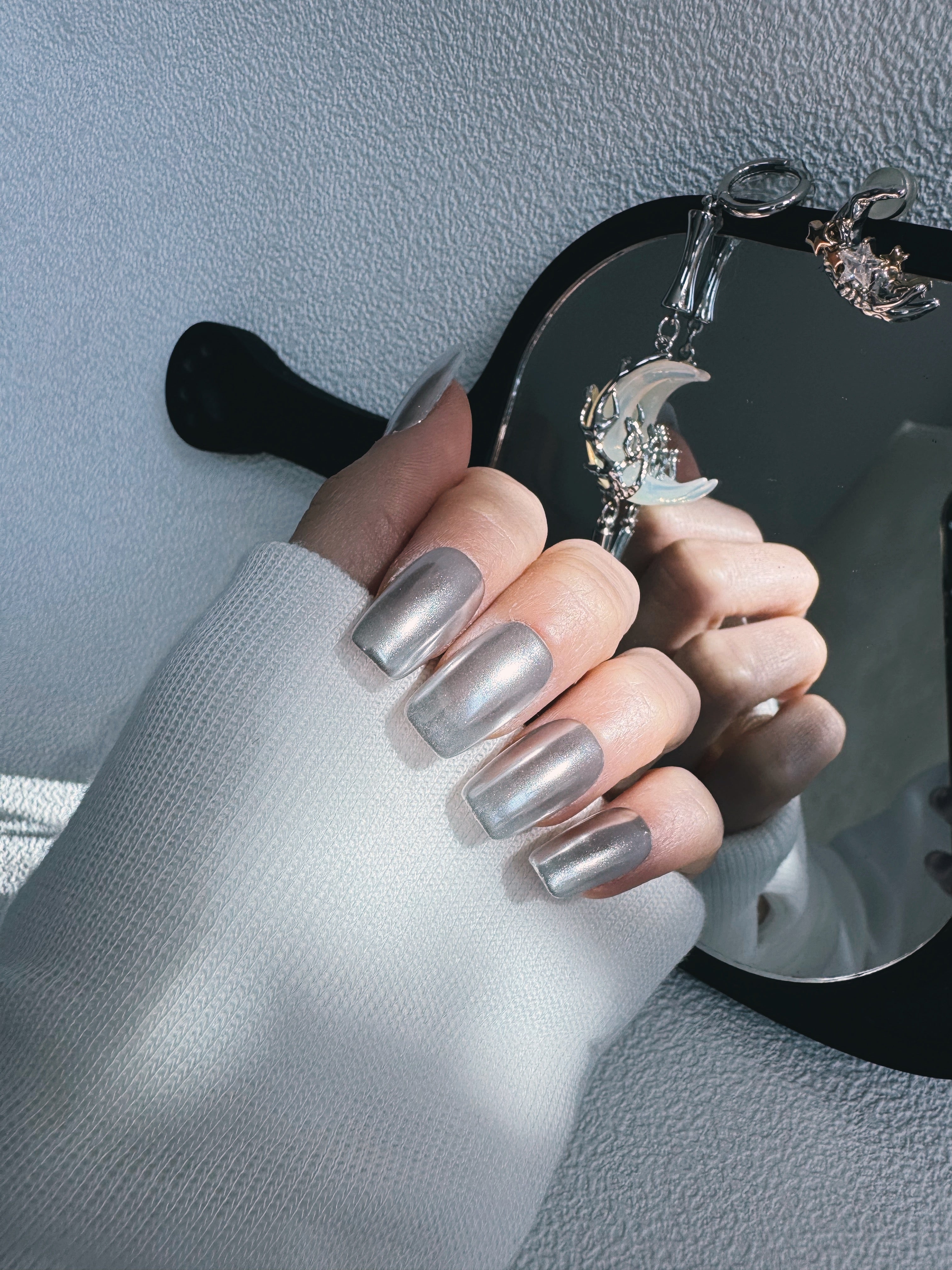 Moonlit Cosmos - STELLAR CHROME Nails | Galaxy Aura Press-Ons