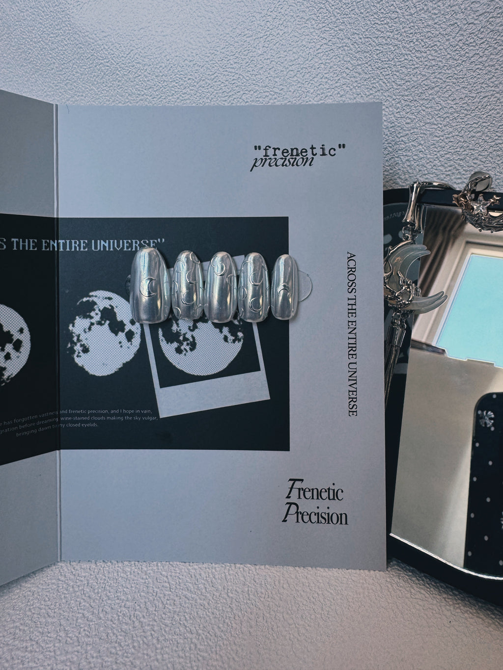 Moonlit Cosmos - SILVER SATELLITE Nails | Galaxy Aura Press-Ons