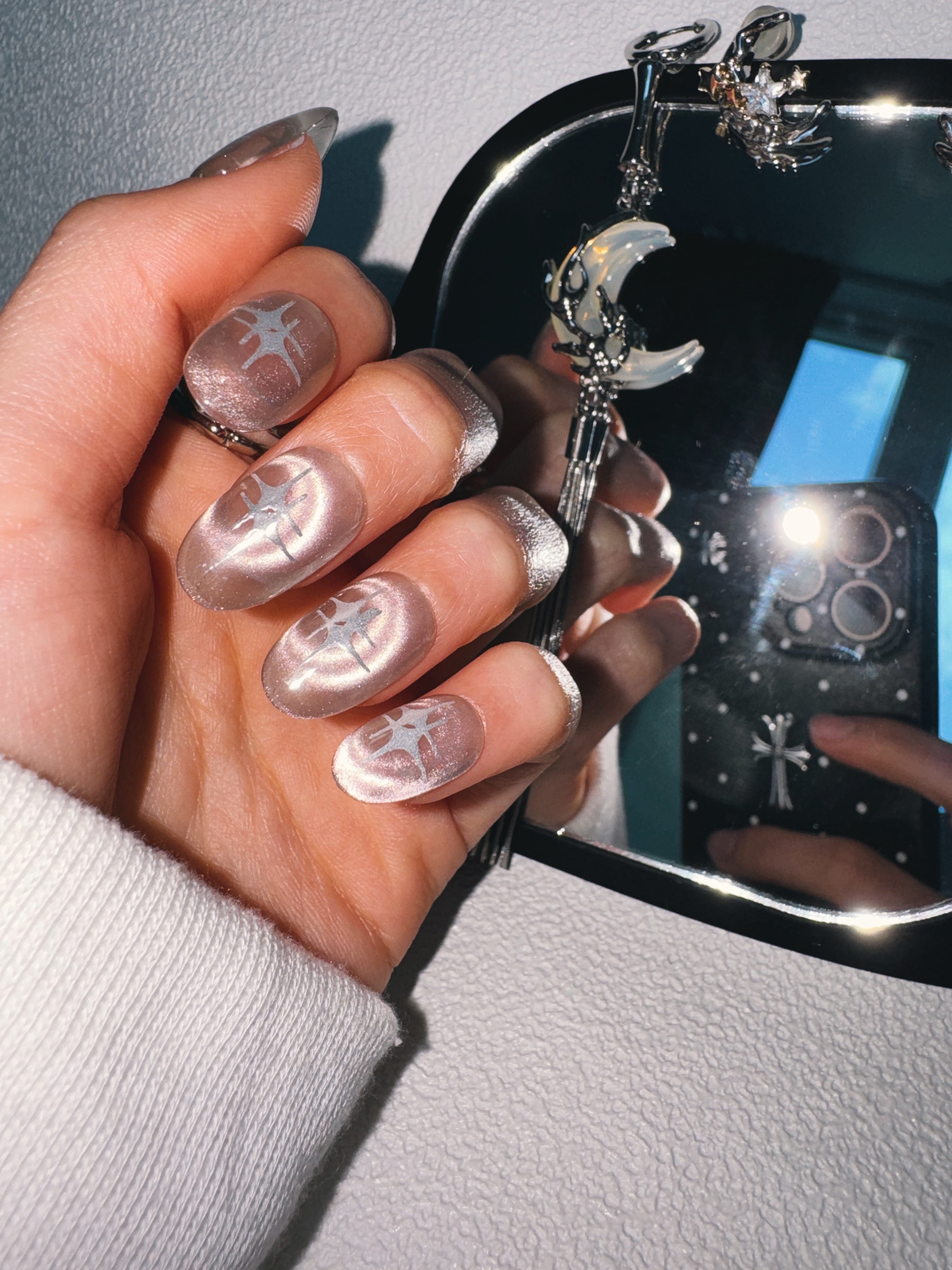 Moonlit Cosmos - LUNAR WHISPER Press-On Nails | Soft Aura Nails