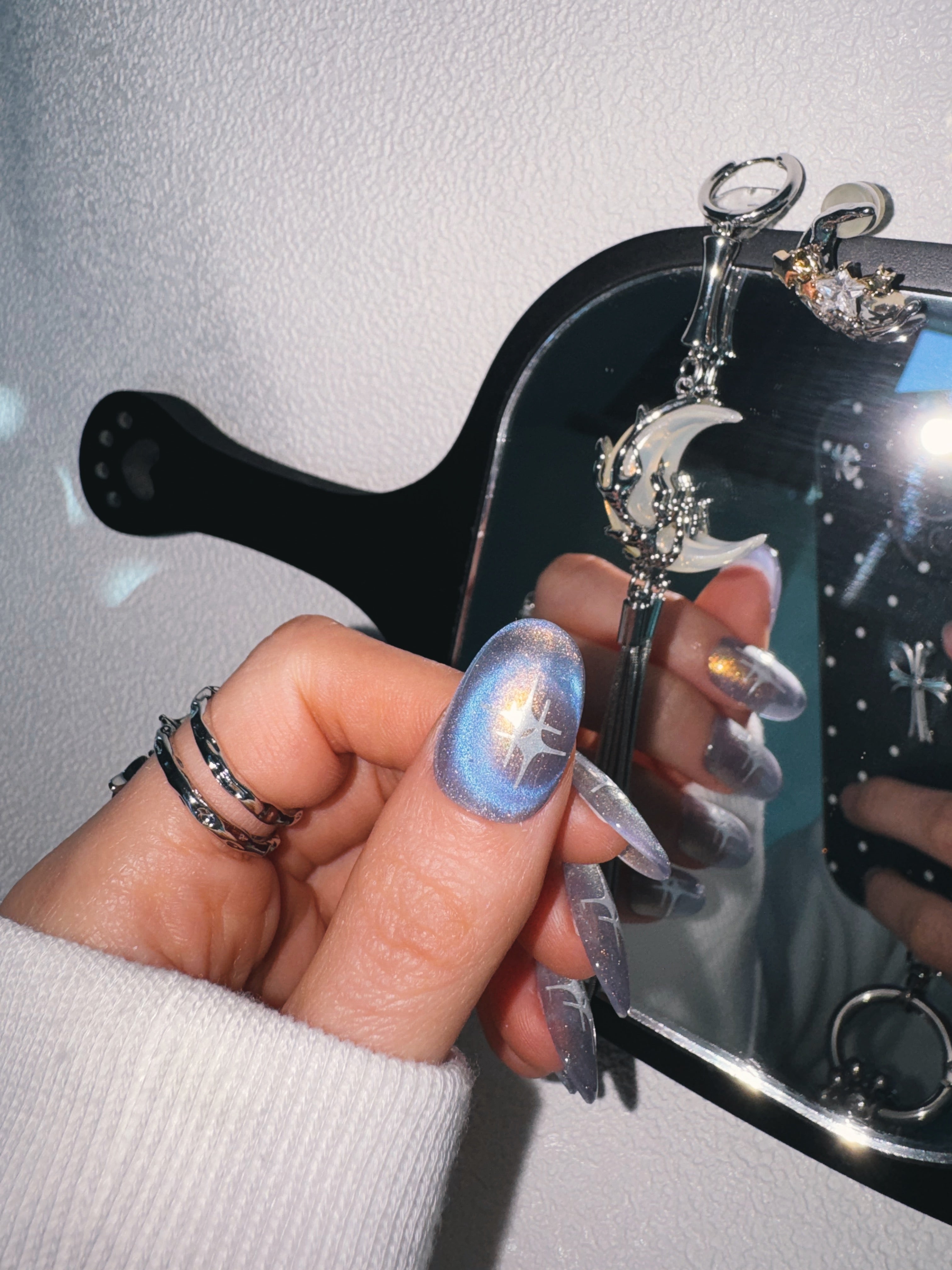 Moonlit Cosmos - CELESTIAL BLOOM Nails | Galaxy Aura Press-Ons