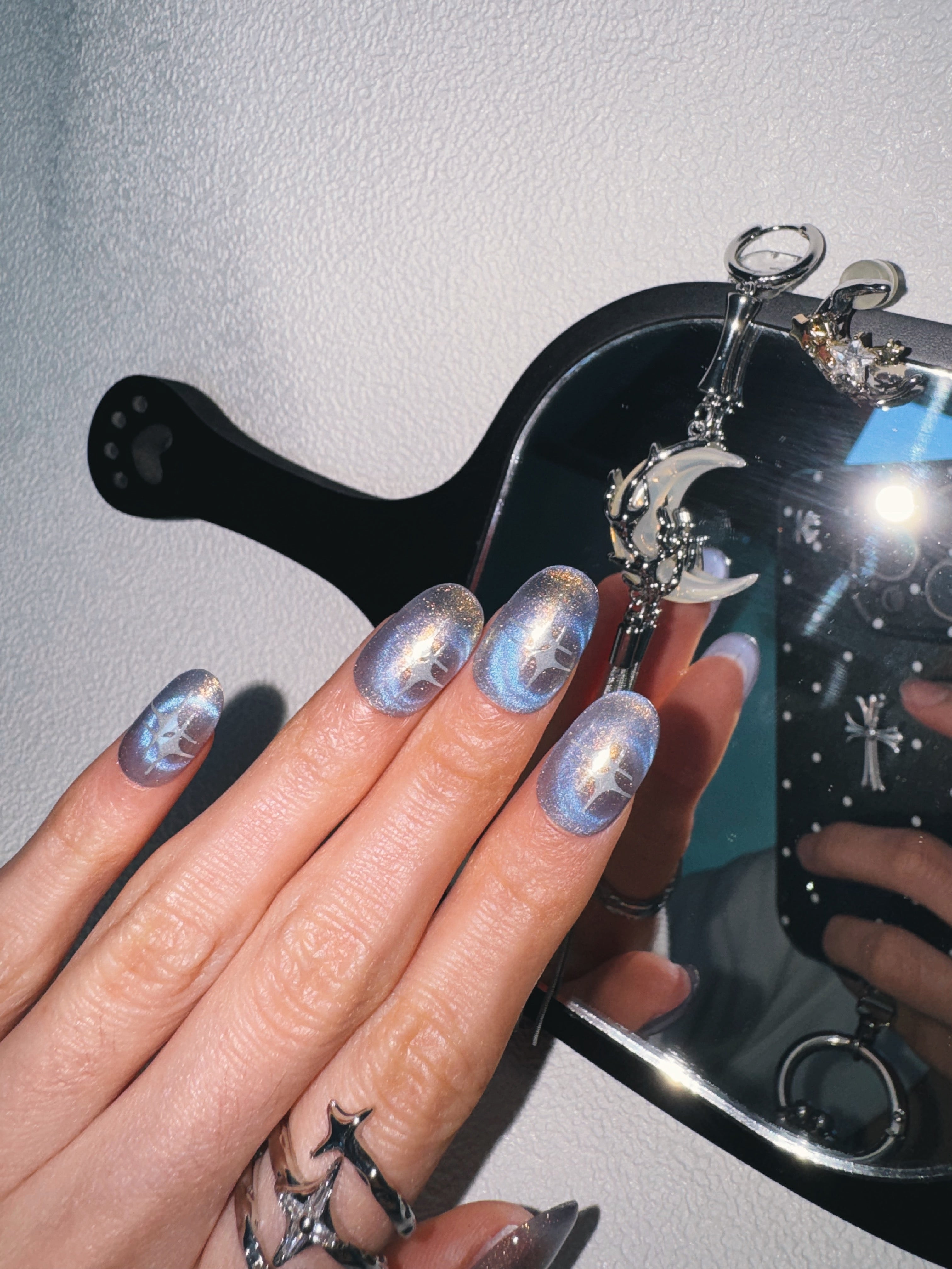 Moonlit Cosmos - CELESTIAL BLOOM Nails | Galaxy Aura Press-Ons