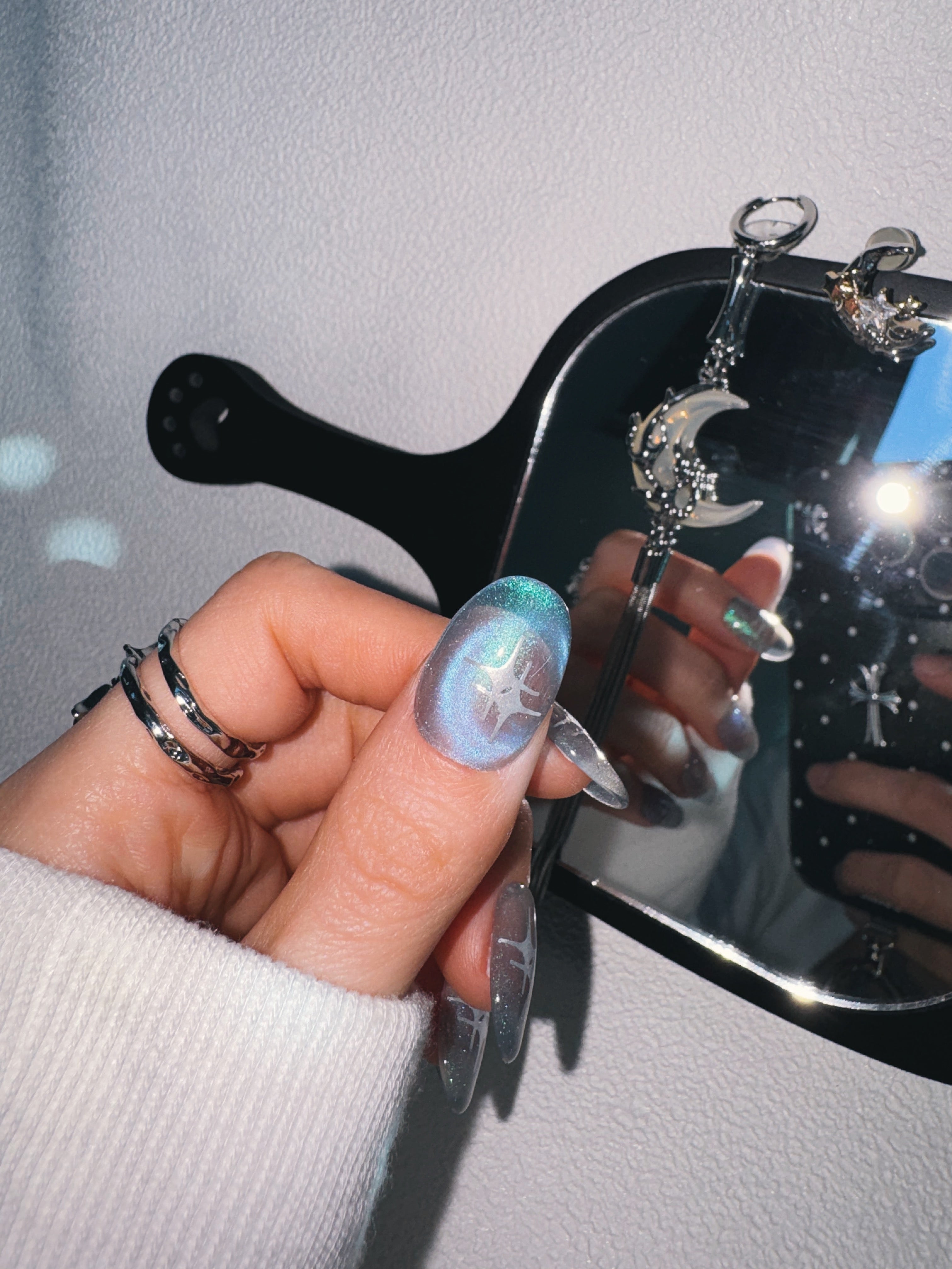 Moonlit Cosmos - AURORA TIDE Nails | Galaxy Aura Press-Ons