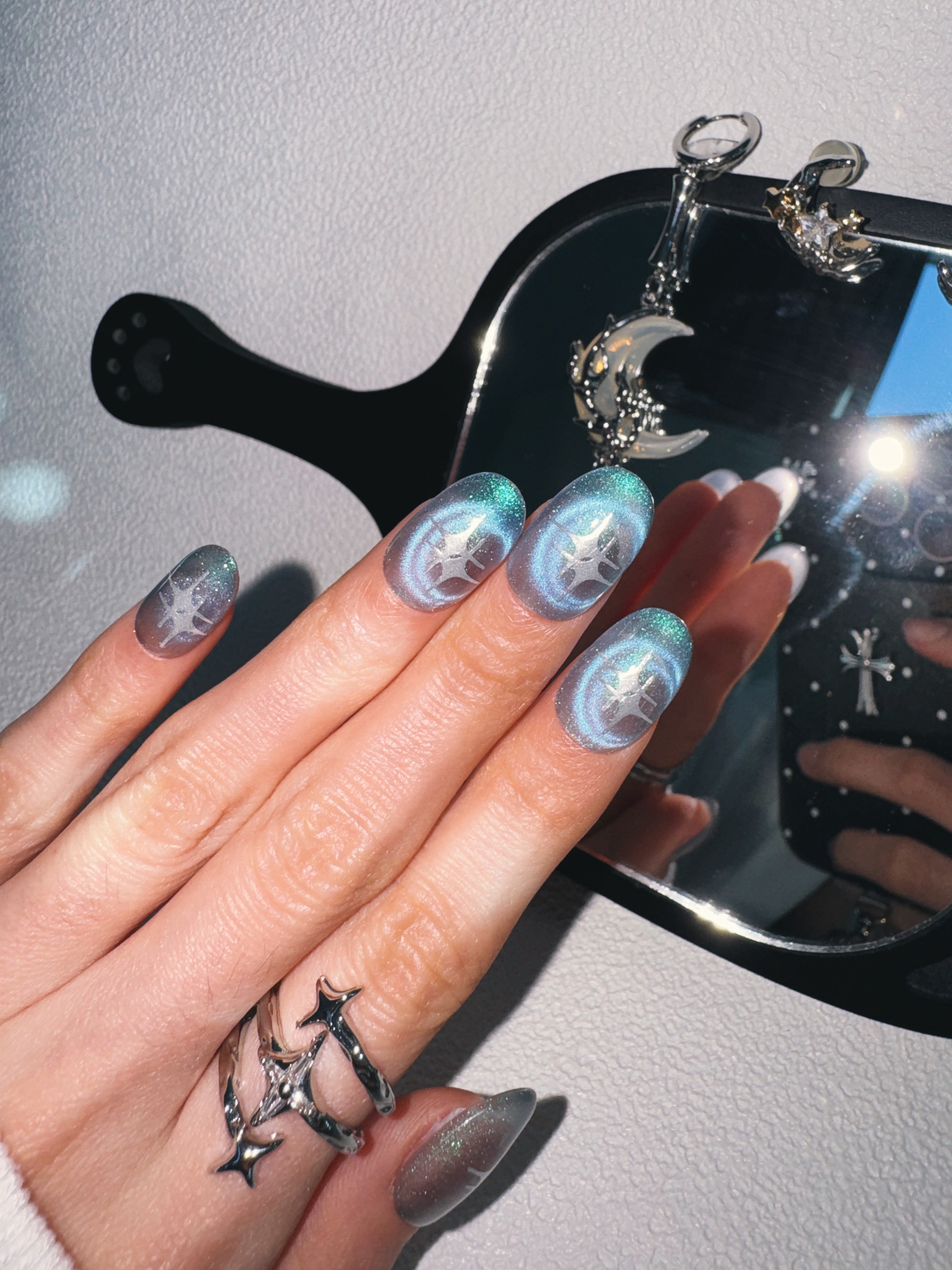 Moonlit Cosmos - AURORA TIDE Nails | Galaxy Aura Press-Ons