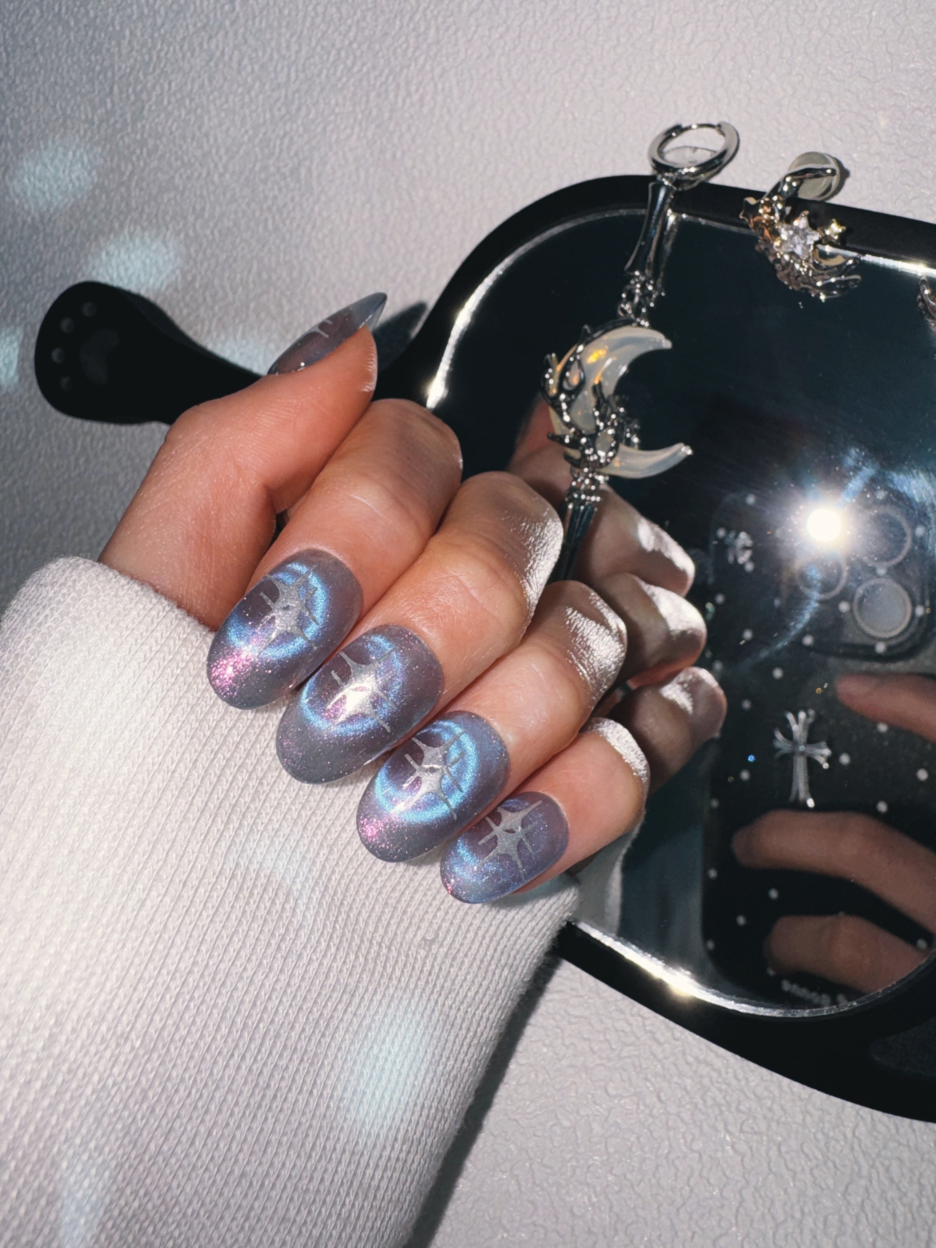 Moonlit Cosmos - GALACTIC PULSE Nails | Galaxy Aura Press-Ons