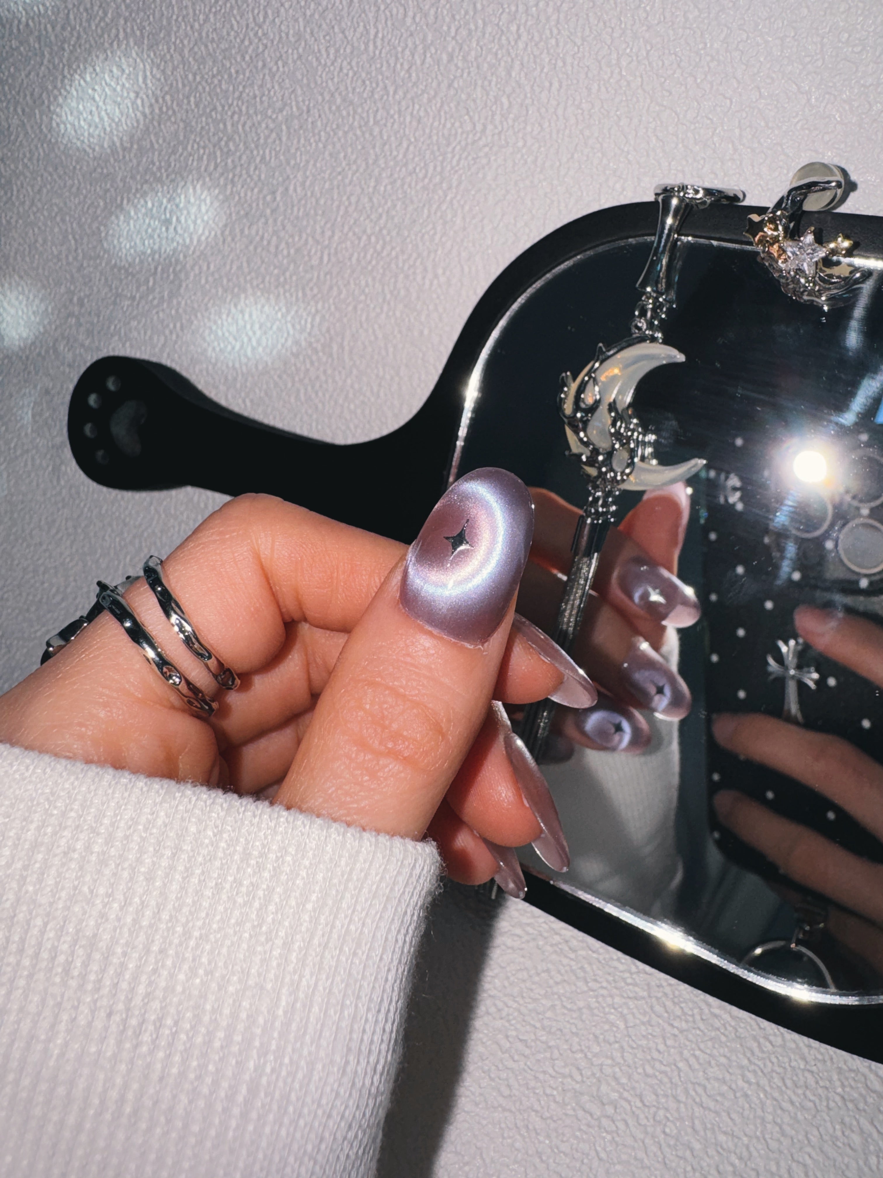 Moonlit Cosmos - TWILIGHT CONSTELLATION Nails | Galaxy Aura Press-Ons