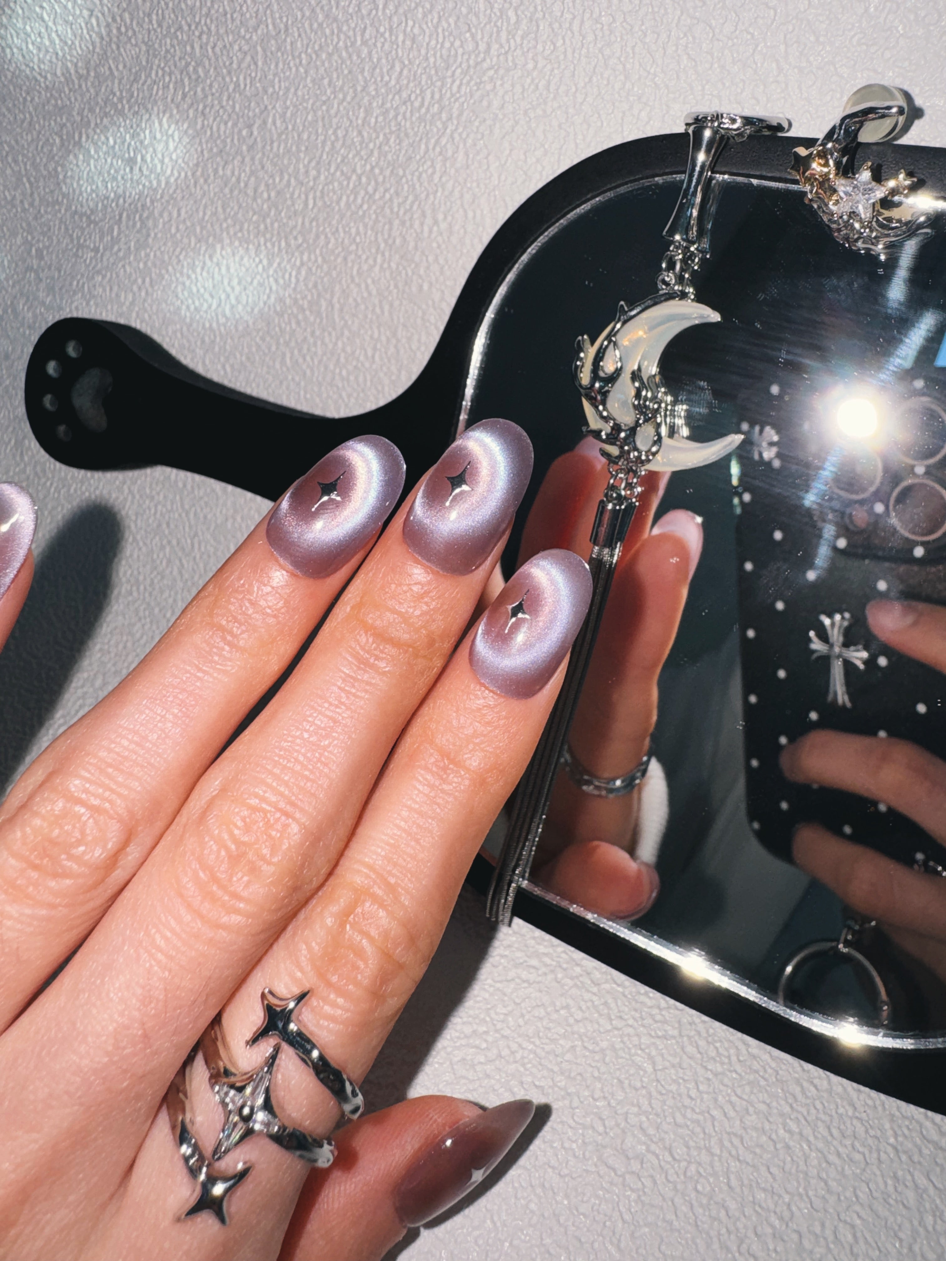 Moonlit Cosmos - TWILIGHT CONSTELLATION Nails | Galaxy Aura Press-Ons