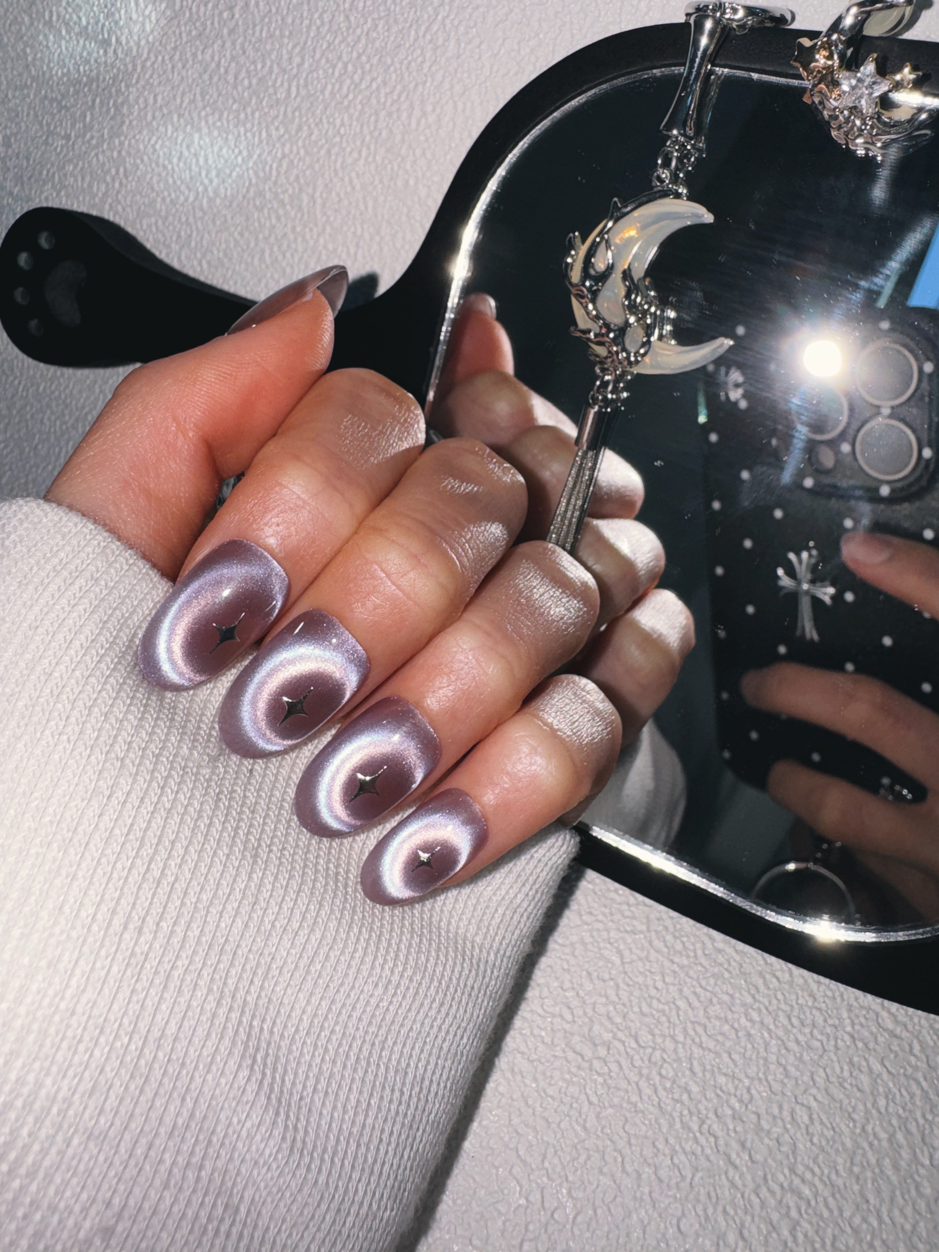 Moonlit Cosmos - TWILIGHT CONSTELLATION Nails | Galaxy Aura Press-Ons