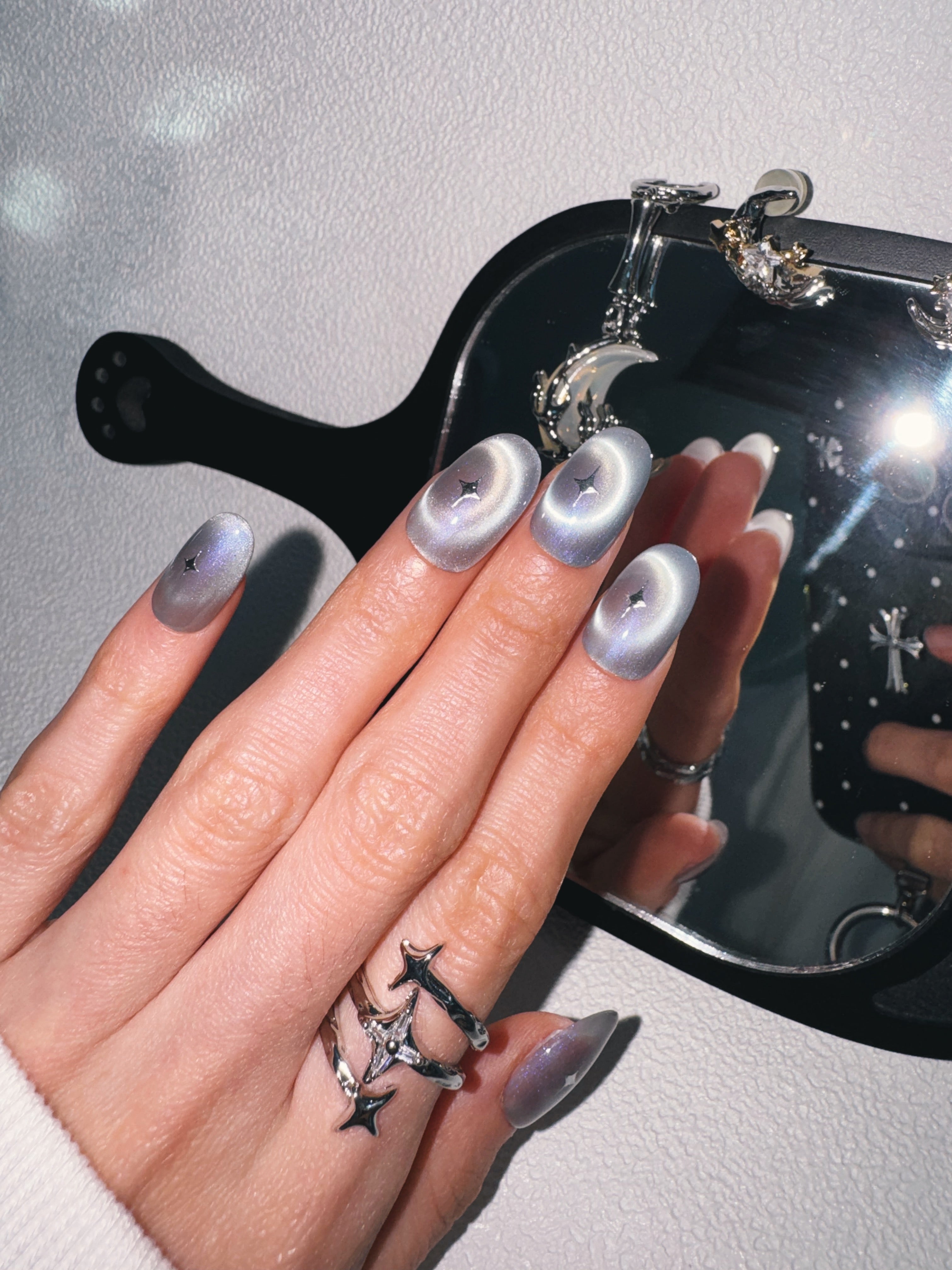 Moonlit Cosmos - ORBIT AURA Nails | Galaxy Aura Press-Ons