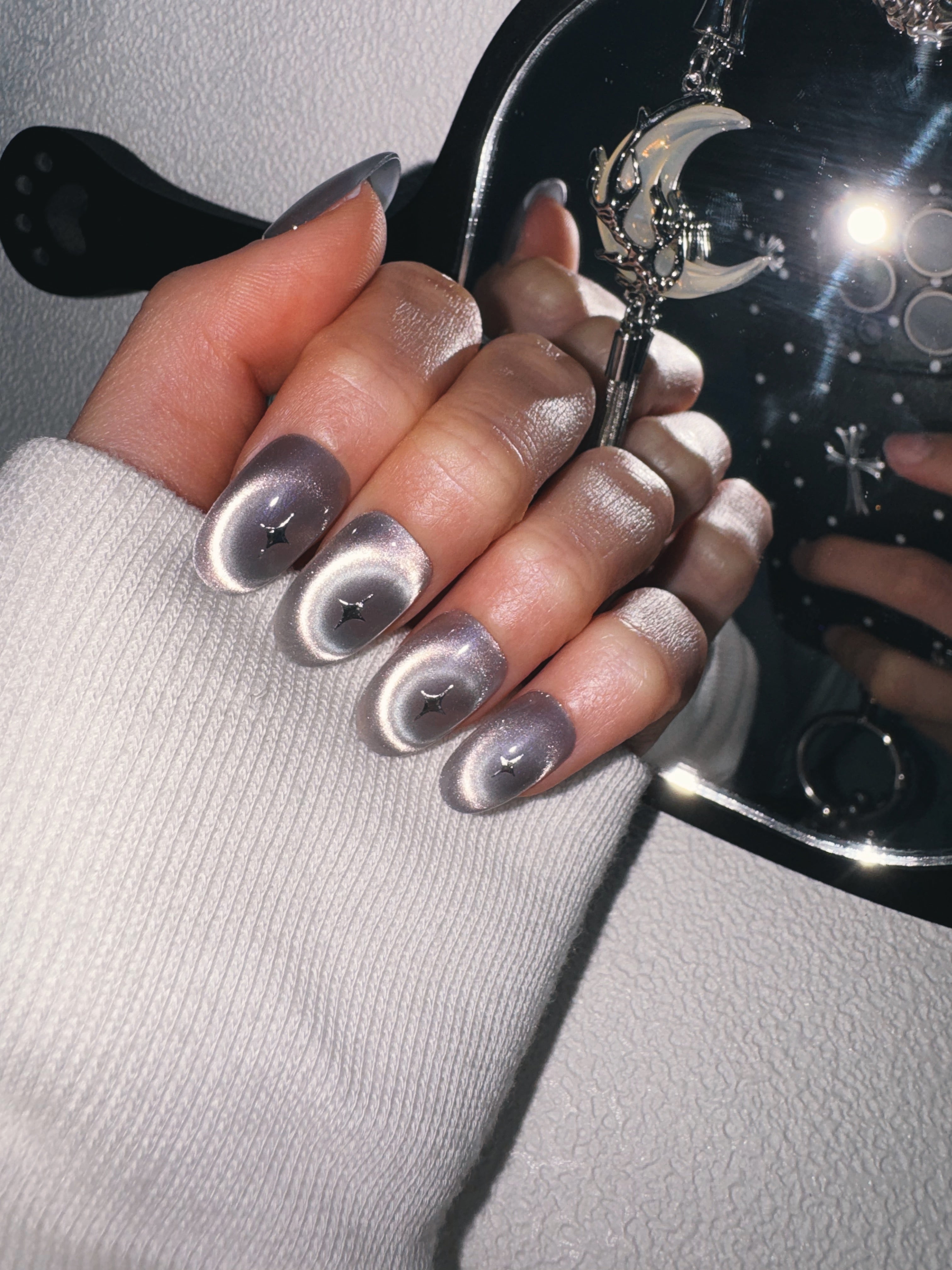 Moonlit Cosmos - COMET TRACE Nails | Galaxy Aura Press-Ons