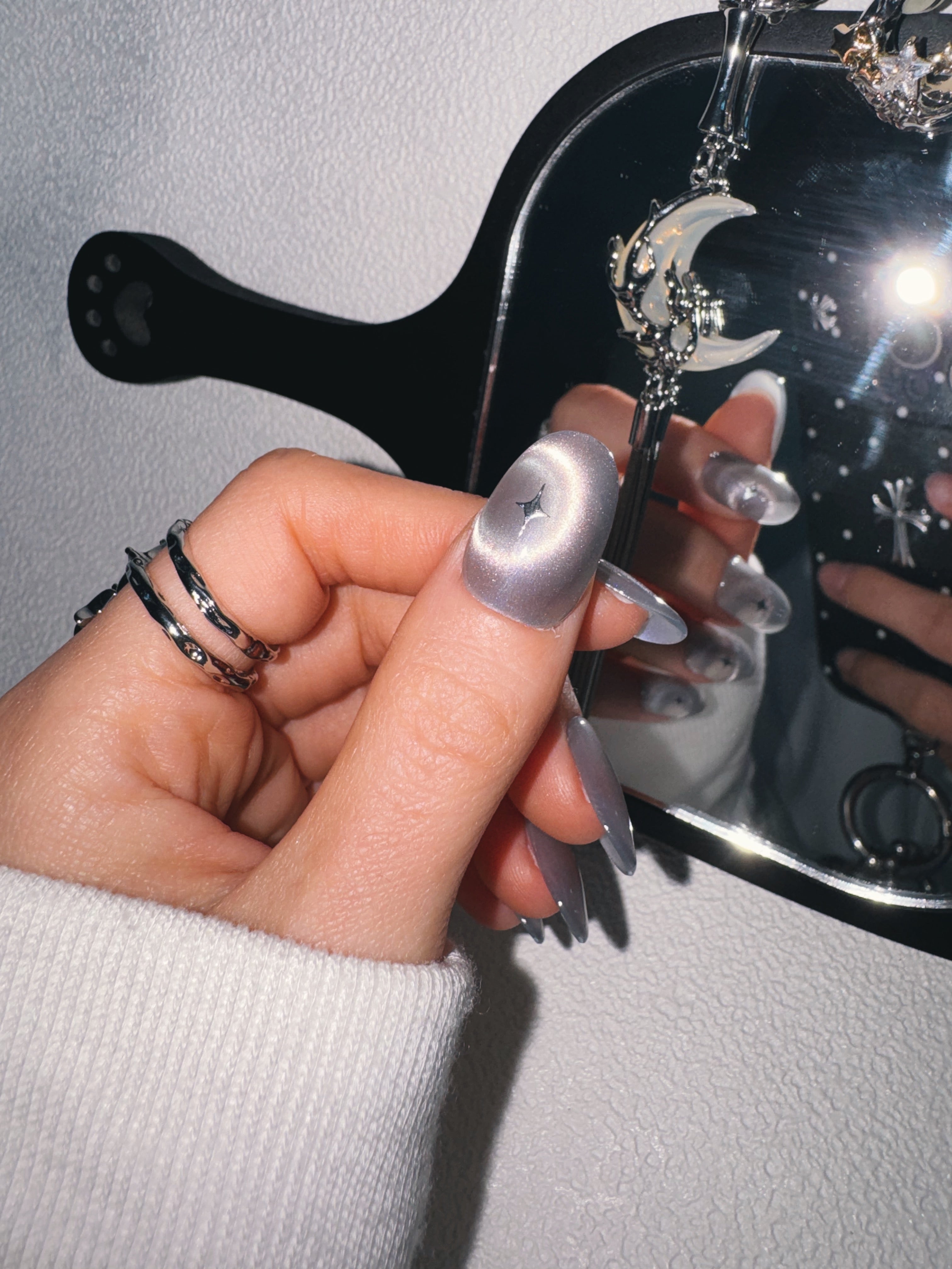 Moonlit Cosmos - COMET TRACE Nails | Galaxy Aura Press-Ons