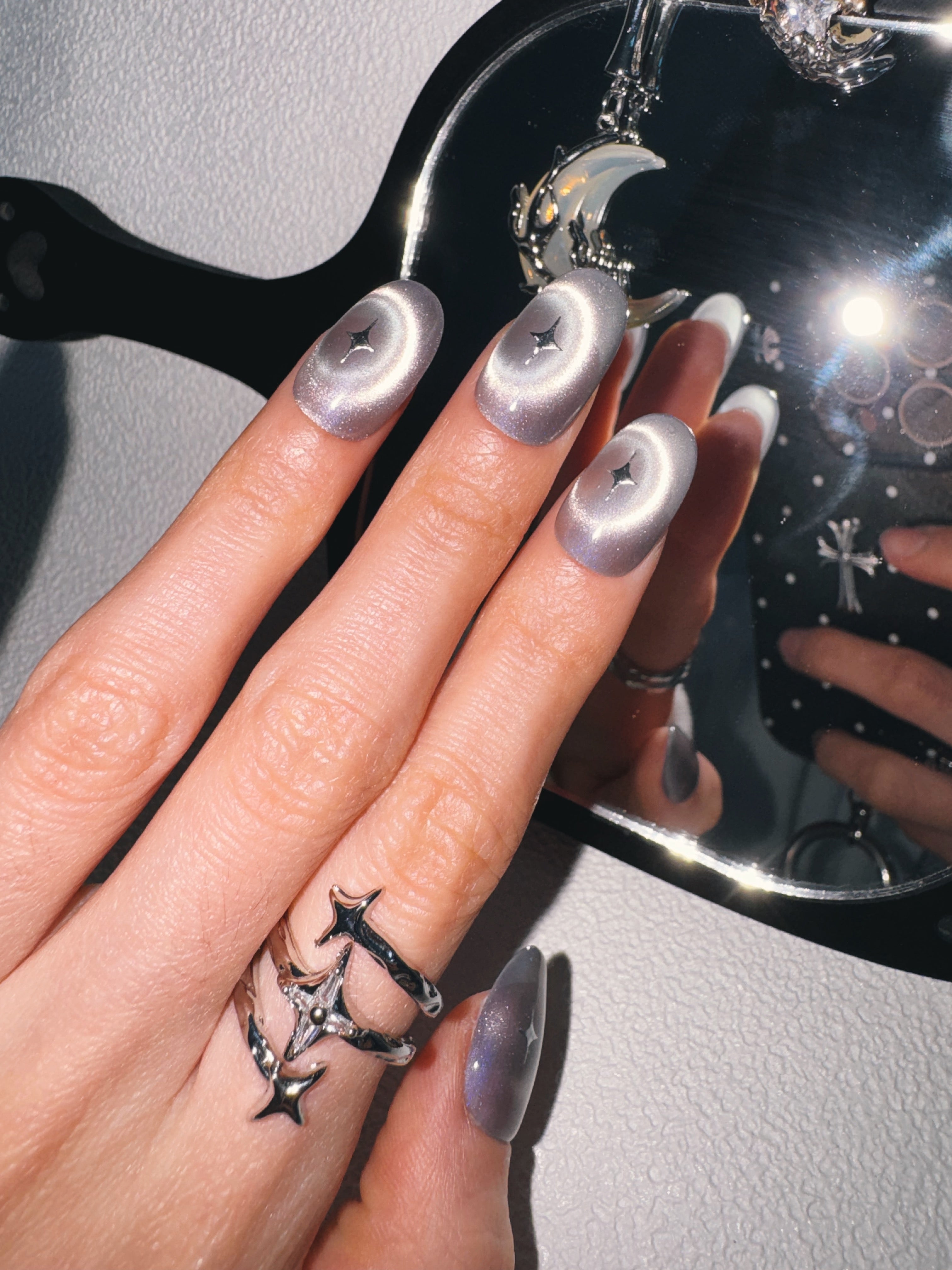 Moonlit Cosmos - COMET TRACE Nails | Galaxy Aura Press-Ons