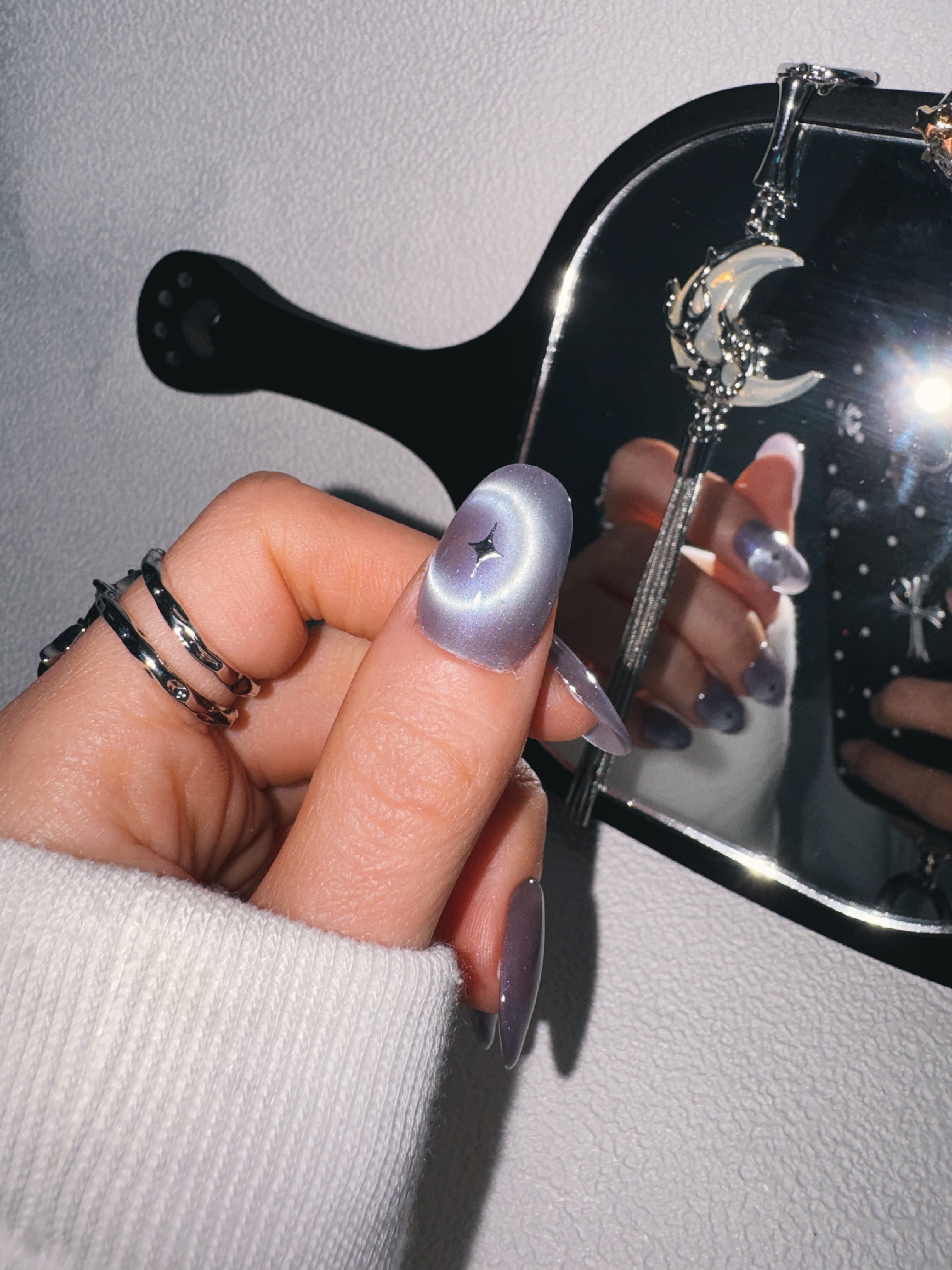 Moonlit Cosmos - ORBIT ECLIPSE Nails | Galaxy Aura Press-Ons