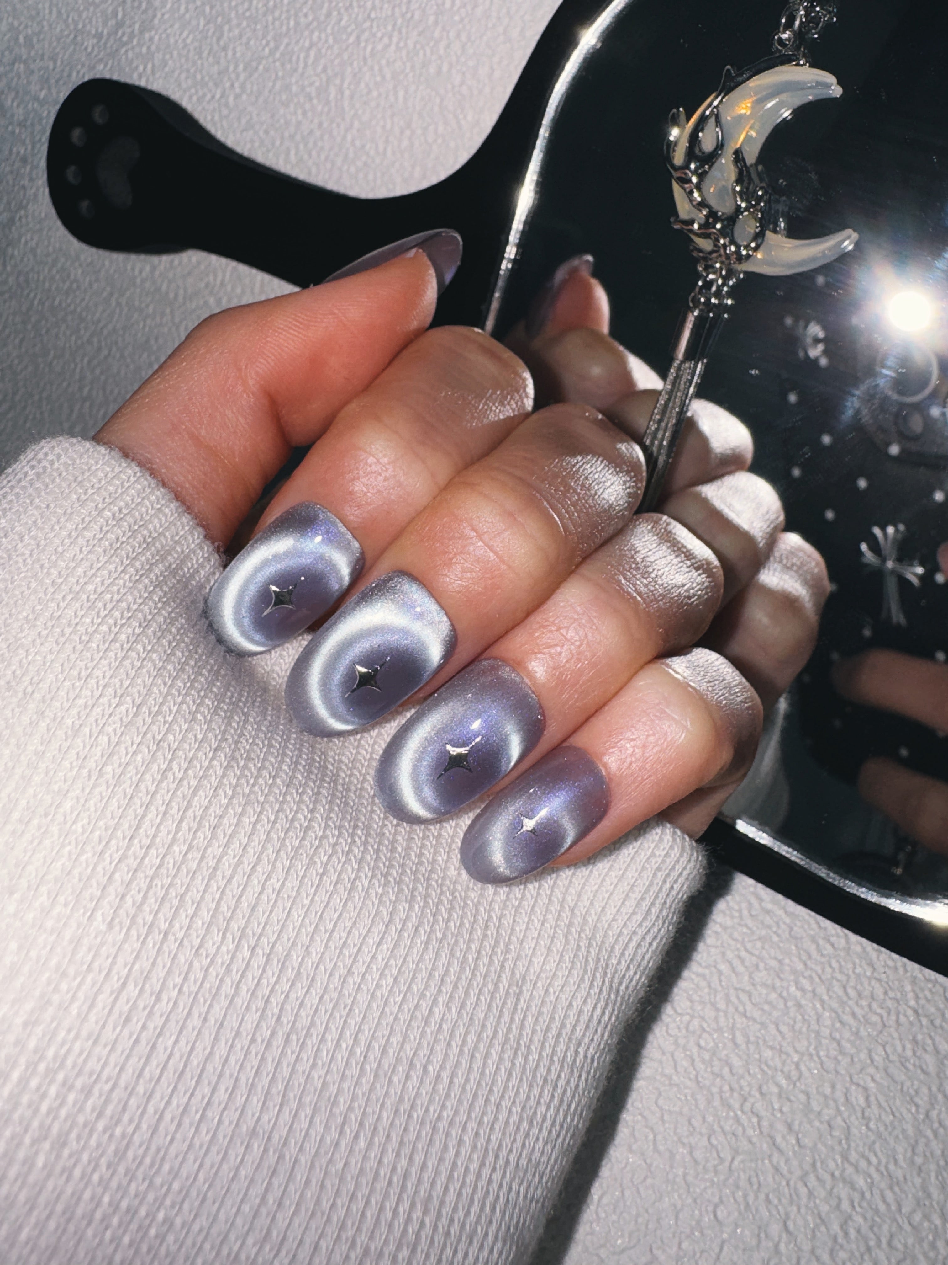 Moonlit Cosmos - ORBIT ECLIPSE Nails | Galaxy Aura Press-Ons