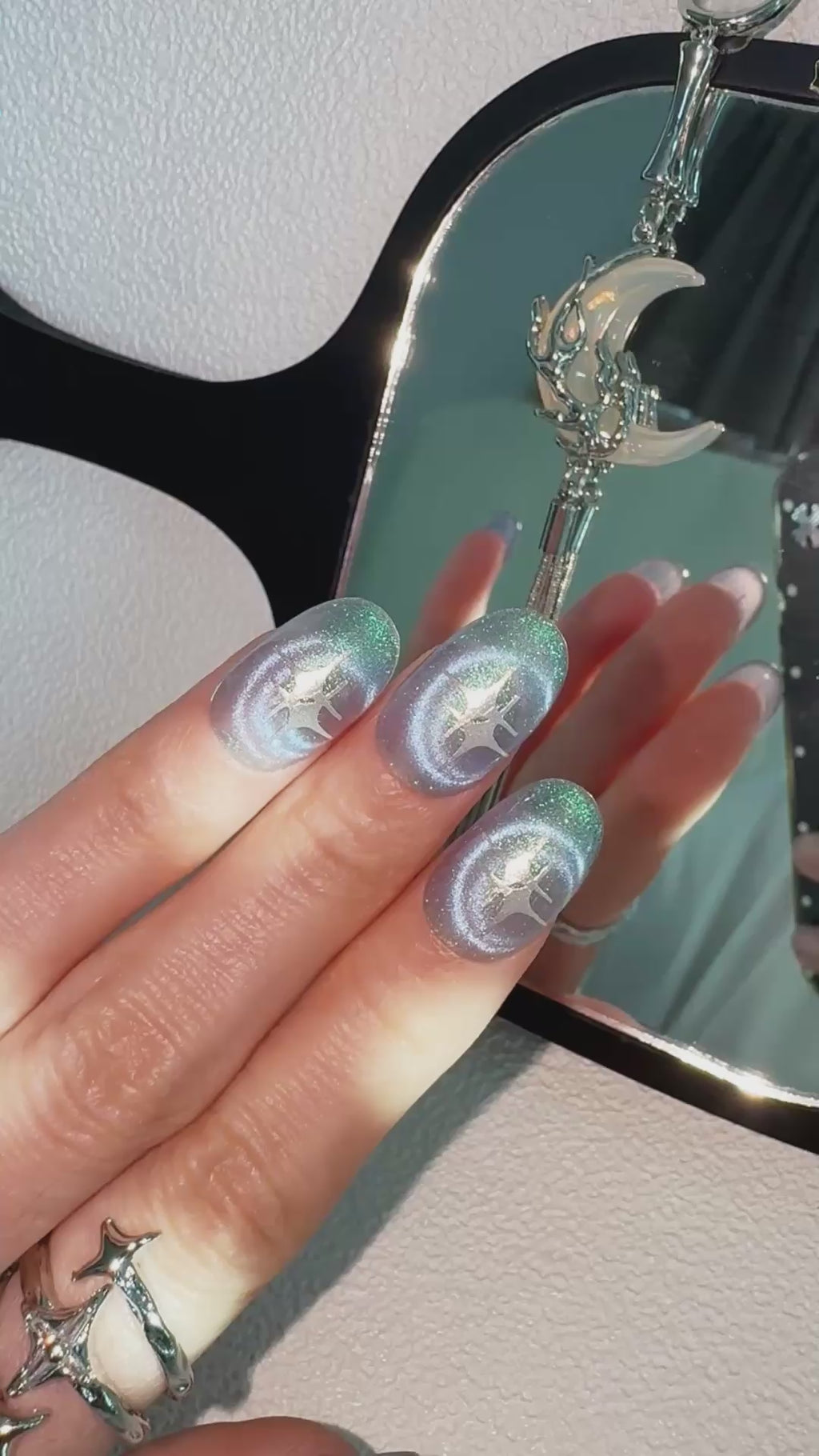Moonlit Cosmos - AURORA TIDE Nails | Galaxy Aura Press-Ons