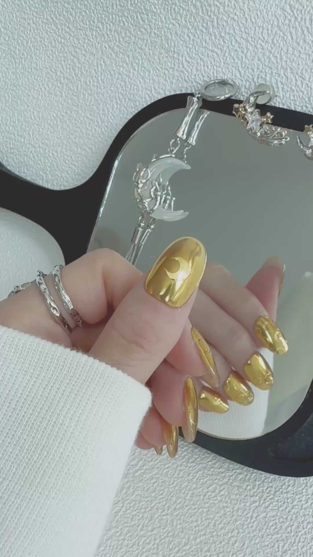 Moonlit Cosmos - GOLDEN ORBIT Nails | Galaxy Aura Press-Ons