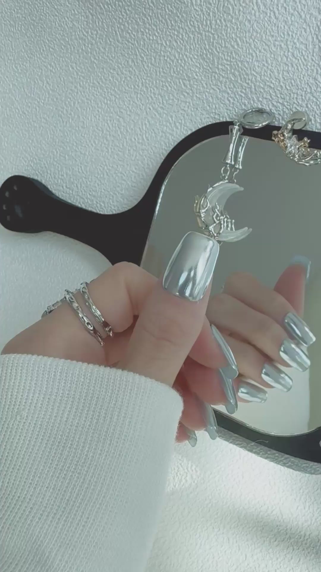 Moonlit Cosmos - MERCURY CHROME Nails | Galaxy Aura Press-Ons