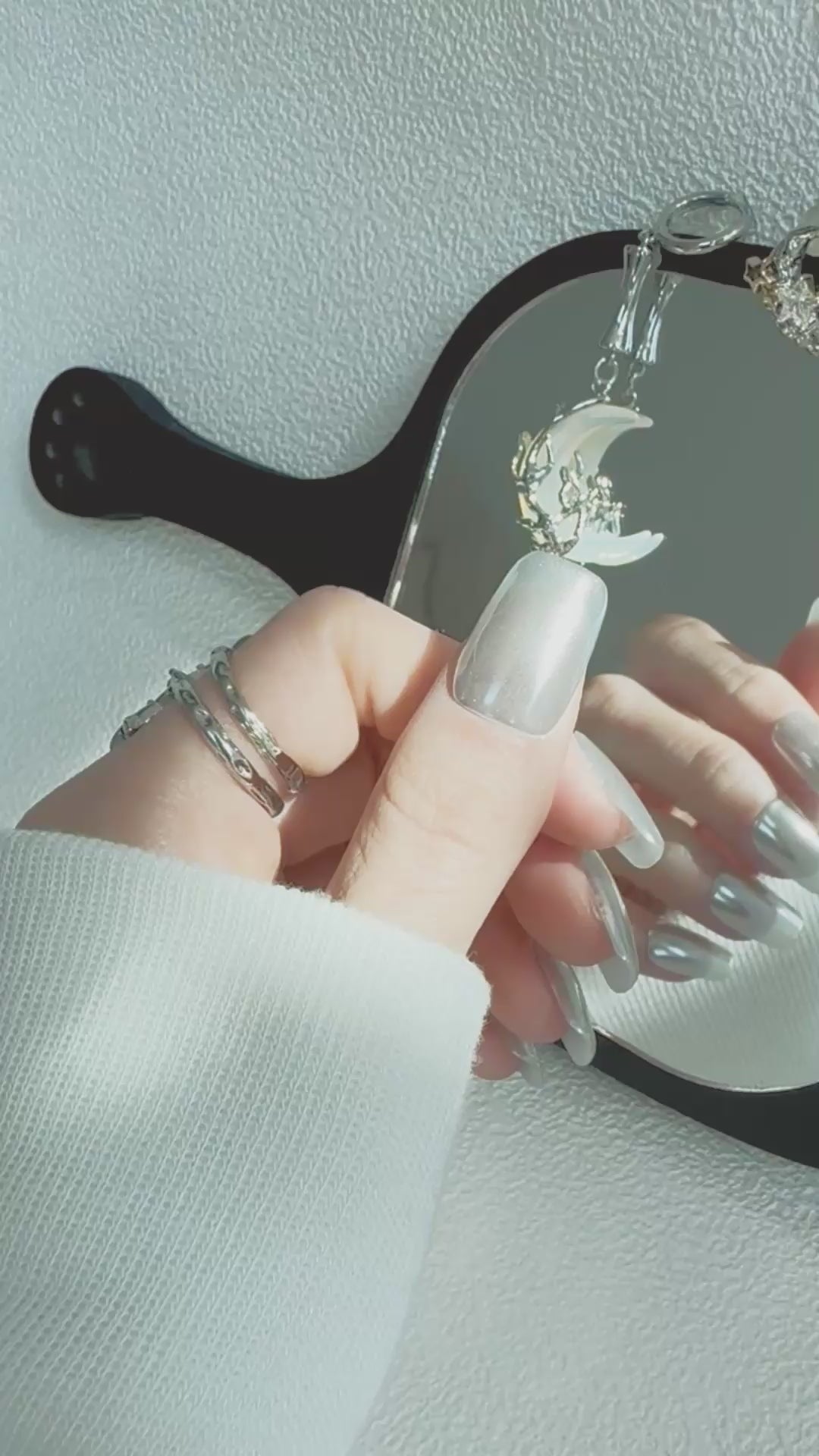 Moonlit Cosmos - STELLAR CHROME Nails | Galaxy Aura Press-Ons